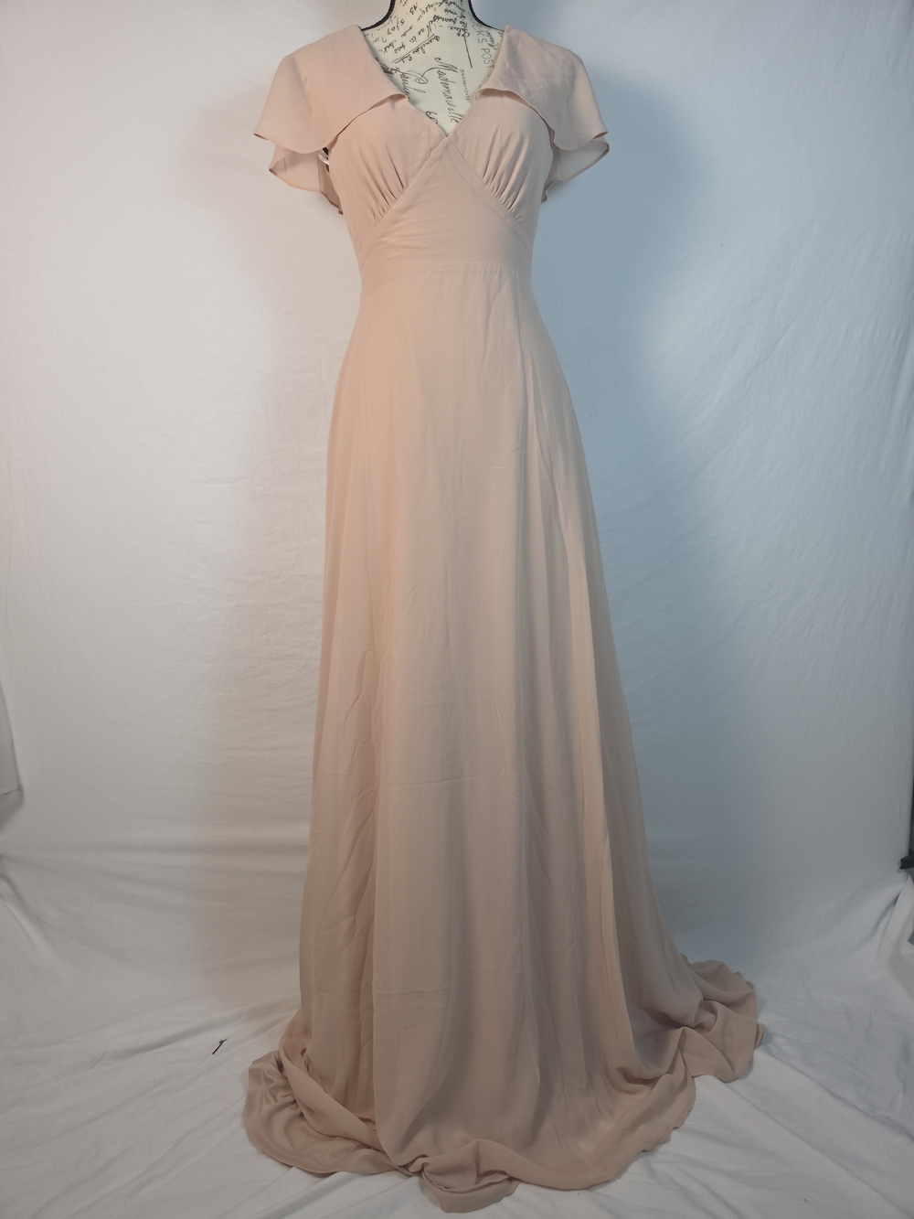 NWT Lulus Heart of Passion Blush Pink Flutter Sleeve Lace-Up Maxi Dress - XS